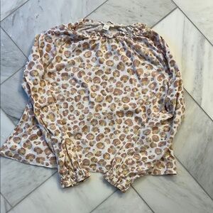 Crewcuts Brown and Cream Ruffled Blouse with Peter Pan Collar size 10 (L)